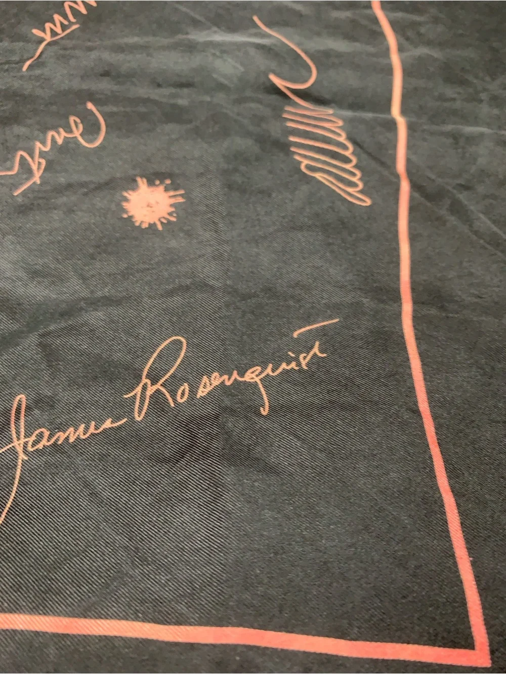 Louis Vuitton Black with Pink Script Print Silk Scarf